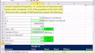 Excel 2010 Statistics 72: Sampling Distribution of Sample Proportion