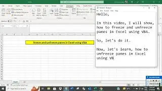 Freeze and unfreeze panes in Excel using VBA