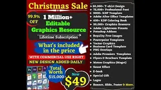 1 Million Editable Graphics, Video, eBook, Font, Presets, Coloring Book Resource