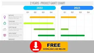 Create Simple 2 Years Gantt Chart in PowerPoint. Tutorial No. 880