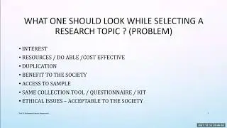 Selecting a Research Topic or How to Prioritize a research topic by Dr Muhammad Adnan Kanpurwala