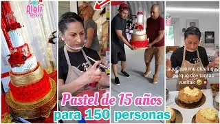 ¿Pasteles 3 leches en pisos? 😱 y ¿Llevarlo montado hasta el salón? 🤔 PASTEL DE 15 AÑOS