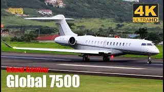 Lovely Bombardier Global 7500 (OE-LDP) Departing St. Kitts / Eastern Caribbean