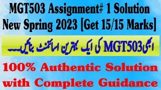 MGT503 Assignment 1 solution 2023 - Mgt 503 Assignment 1 Spring 2023 - MGT503 Assignment 1 