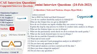 Capgemini CAE Interview Questions | CAE Interview Questions | CAE Interview Preparation Questions -1