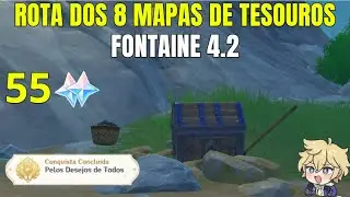 LOCALIZAÇÃO DE TODOS OS 8 MAPAS DE TESOUROS DE FONTAINE 4 2 COM CONQUISTA SECRETA GENSHIN IMPACT