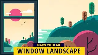 HOW TO DRAW A WINDOW LANDSCAPE ILLUSTRATION (With A FREE BRUSH!) - Tutorial For Beginners