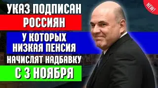 Указ подписан: россиян, у которых низкая пенсия, начислят надбавку с 3 ноября