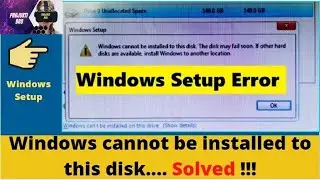 Windows Cannot installed on this disk, This disk may fail soon || Windows setup error solved !