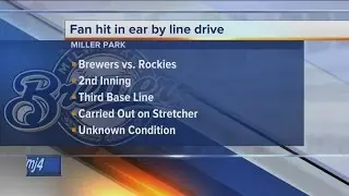 Fan hit in ear by line drive at Miller Park