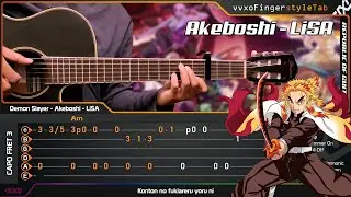 Demon Slayer: Kimetsu no Yaiba OP Season 2 - AKEBOSHI - Fingerstyle Guitar Cover + TABS Tutorial