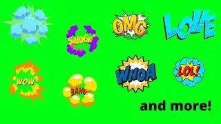 💥 GREEN SCREEN COMIC (Speech Effect, Words, Exclamations)💥