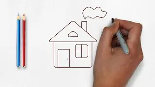 How to draw a house, the easiest drawings for children and kids 3-5 years draw a simple house easily