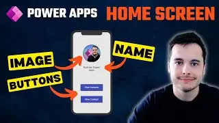 Home Screen in Power Apps with user image, name and buttons - Beginners Tutorial