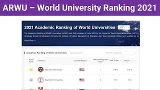 ARWU – World University Ranking 2021 | Shanghai Ranking 2021