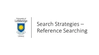 Search Strategies - Reference Searching