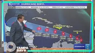 Tracking the Tropics: Hurricane Beryl moving past Winward Islands Monday as Category 3 storm