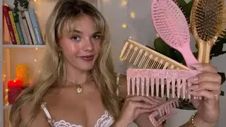 ASMR Hair Play For Sweet Dreams 🎀🎧🧸 (brushing, combing, clipping)