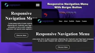 Адаптивное меню с кнопкой бургер используя HTML, CSS & JS || Responsive NavBar With Burger Button JS