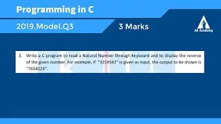 Q3 | 2019 Model QP | Programming in C | EST102 | KTU | Malayalam