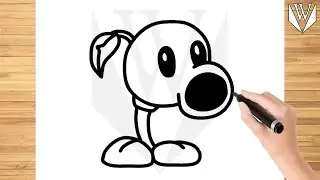 How to draw PEASHOOTER Step by step Tutorial | Free Download Coloring Page