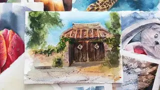 Рисуем акварельный скетч. Архитектура акварелью. Watercolour painting.