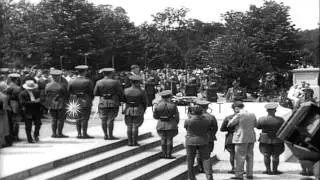 Charles Lindbergh places wreath at Tomb of Unknown Soldier, Arlington Cemetery, V...HD Stock Footage