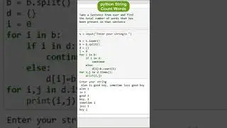 count words in Python String | string in python | string in built methods |