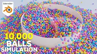 10,000 Balls Physics Simulation in Blender!!! Beginner