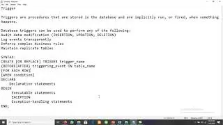 Database Trigger using oracle