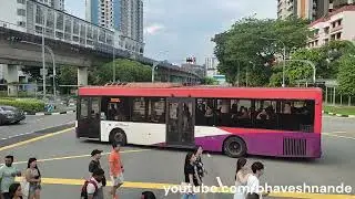 Singapore Double Decker Bus Ride view from top front #1