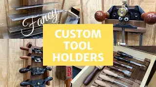 Unnecessarily Fancy Custom Walnut Tool Holders for Chisels, Spokeshaves, Router Plane, and Scrapers