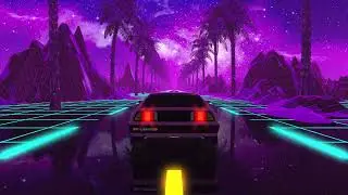 Night Retro Car Sythware Screensaver - Looped Animation Background