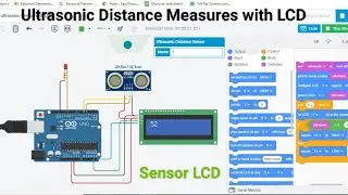 #19 Ultrasonic sensor tinkercad with led  | Distance measure | tinkercad circuits | code Block