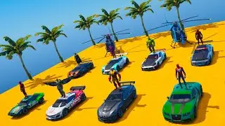 Moto-Cars Super Challenge GTA V Super-Heroes SPIDERMAN ramp adventure! Халк с Человеком-пауком !