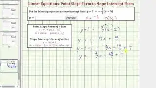 Ex: Write a Linear Equation From Point Slope Form to Slope Intercept Form