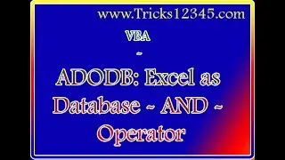 VBA ADODB Connect to  Excel as Database AND Operator