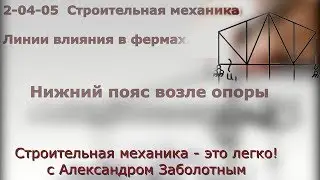 Линии влияния в фермах, пример как построить. Научиться строить линии влияния в фермах - легко!