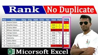 Excel Rank Function without duplicate Rank | Microsoft Excel