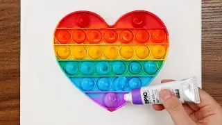 How To Simple Painting Using Pop It🌈｜Easy Heart Acrylic Painting Tutorial For Beginners 1144