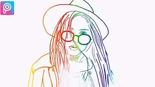 Picsart Tracing and sketching a human face  With Rainbow And Colorful Tone.