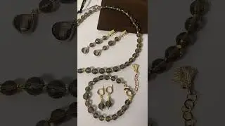 Раухтопаз (дымчатый кварц). Авторский комплект украшений ручной работы