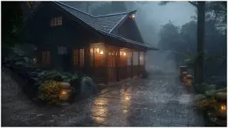 Rainforest Sounds at a Summer House in the Forest┇Distant Thunder & Rain Sounds for Sleeping