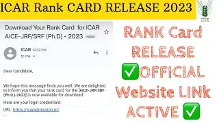 ICAR Rank card 2023 released ✅ICAR PG PHD rank card 2023 official website link active 🥳