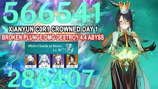 Xianyun C0R1 Crowned Day 1 HyperCarry Showcase - Broken 600k Plunge DMG Destroy 4.4 Abyss