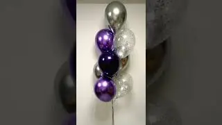 A set of helium balloons chrome, double staff and balloons with confetti.