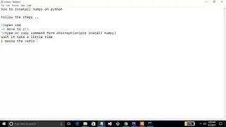 how to install numpy on  python on windows 10