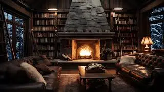 Relaxing Fireplace Sounds in a Snowy Mountain Cabin: Ultimate Winter Ambience | Resting Area