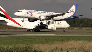 A320 ушел на второй круг, взлет Airbus A380 Emirates, Домодедово, 13.08.24.