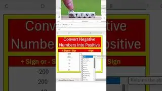 Convert Negative Numbers Into Positive In Excel #Shorts #exceltech #msexcelformula #exceleducation